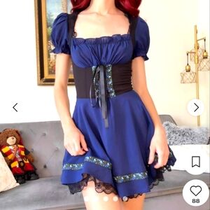 Dolls Kill Women's Navy and Black Dress